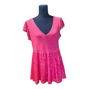 Torrid brand top, NWT babydoll top with lace details